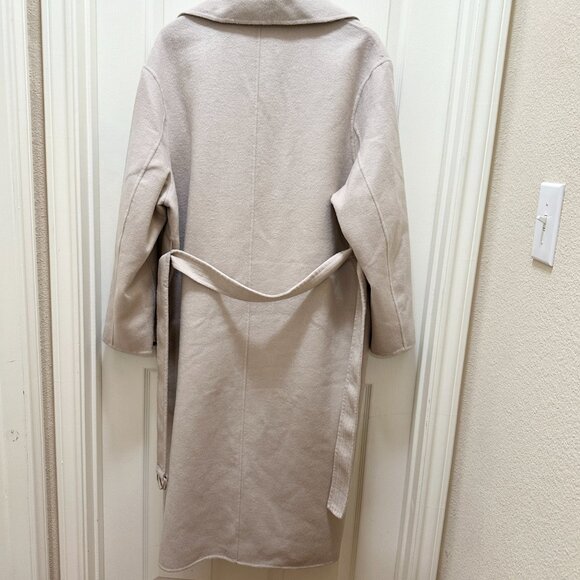 Rebecca Minkoff Women's Wool Blend Belted Wrap Jacket Coat Size L Beige (NEW) - Picture 12 of 15
